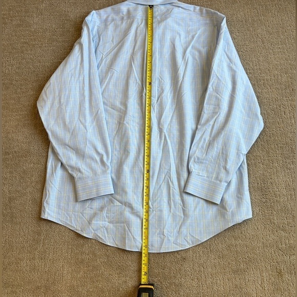 Brooks Brothers Classic Non-Iron Long Sleeve Shirt Blue/Yellow Men's 17 1/2 - Picture 9 of 10